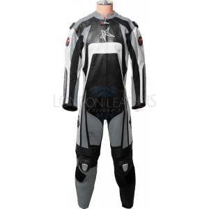 RTX Raptor Pro Metallic Grey Motorcycle Leather Suit